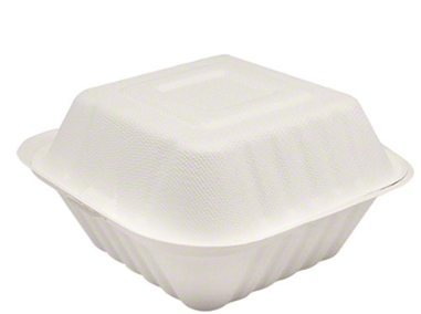 BC91 Compostable 9''x 9'' Bagasse Container 1 Compartment Sugarcane 200 Count