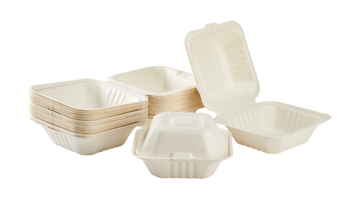BC91 Compostable 9''x 9'' Bagasse Container 1 Compartment Sugarcane 200 Count
