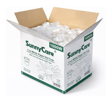 1000W 4oz White Paper Hot Cup (20sleeves of 50cups) 1000Count
